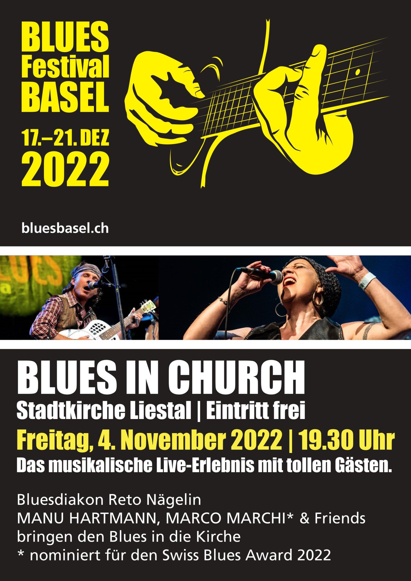 MANU HARTMANN, MARCO MARCHI & FRIENDS bringen den Blues in die Kirche.